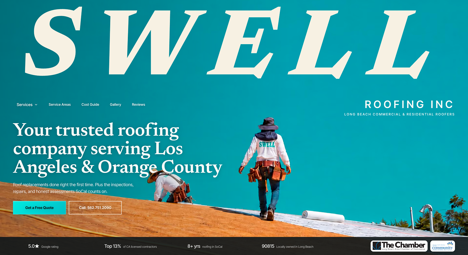 Swell Roofing website